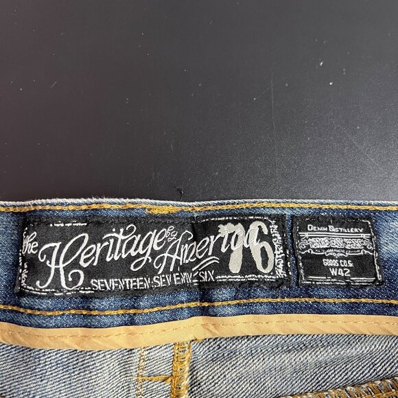 Heritage America 1776 Men's Size 42 Distressed Jean Shorts Bleach Splatter - Picture 12 of 14